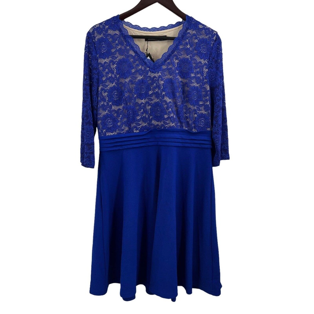 Homeyee Blue Lace Bodice Dress‎ Size 12 New